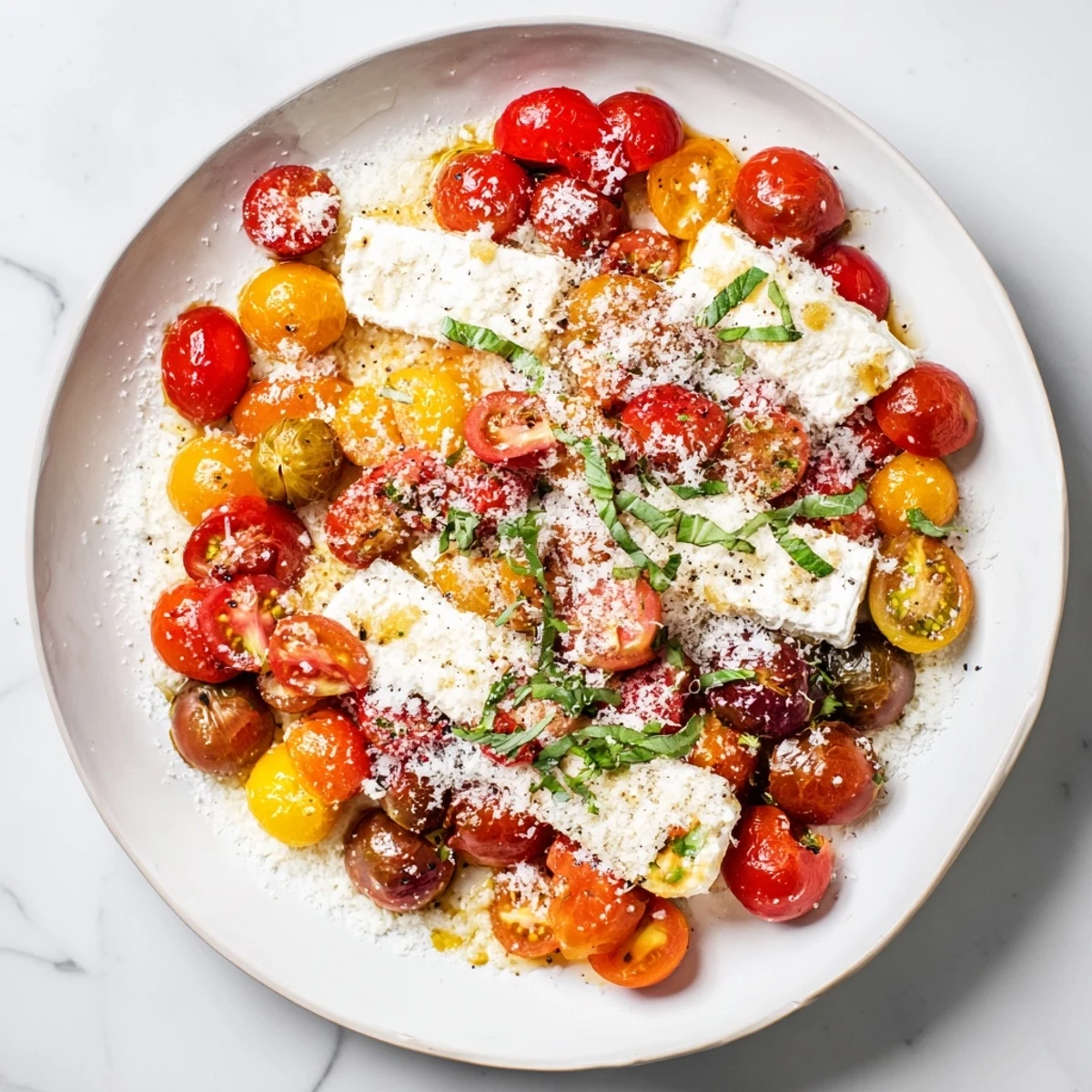 Melted feta with bursting tomatoes and perfectly cooked pasta make this Baked Feta Christmas Pasta divine.