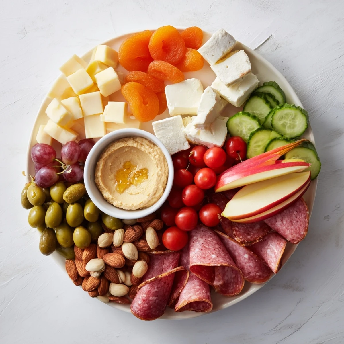 See a tempting Picnic Basket Snack Board overflowing with fresh fruits, cheeses, and savory crackers.