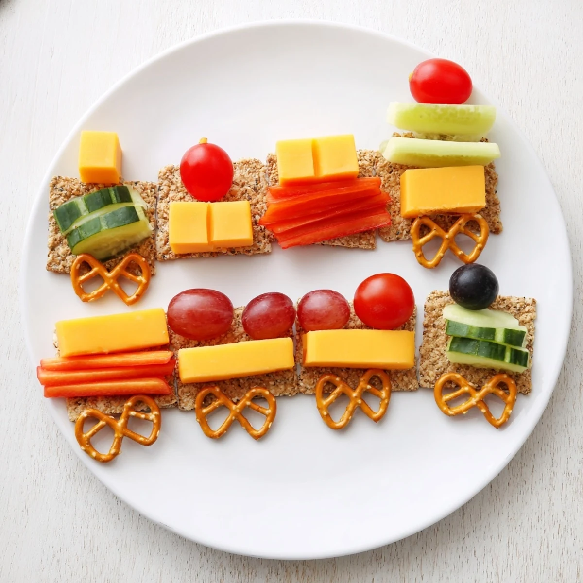 Whimsical Choo Choo Train Snack Track: A platter of train cars loaded with healthy, creative snacks.