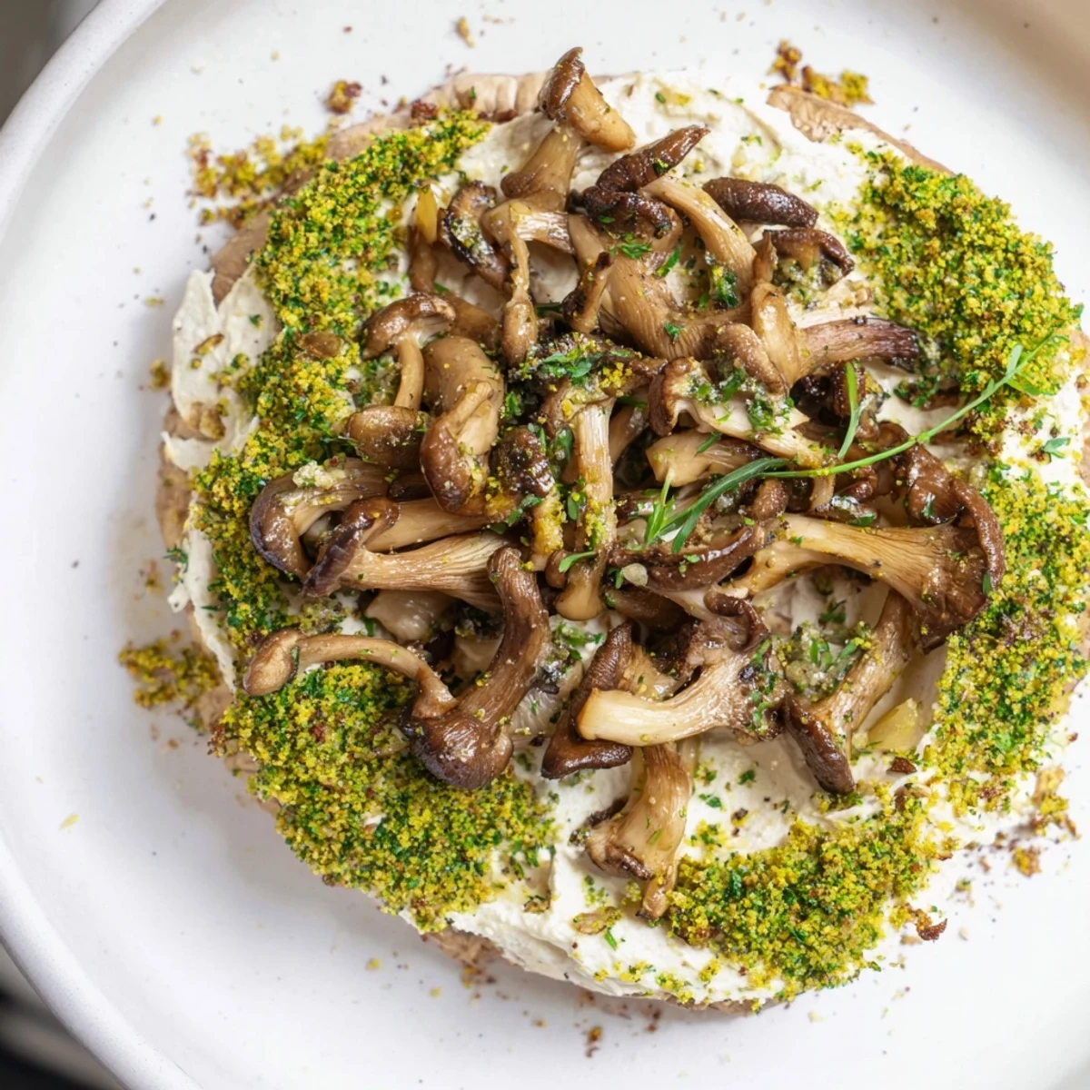 Sizzling wild mushrooms and fluffy goat cheese grace this cottagecore mushroom platter, perfect for sharing.