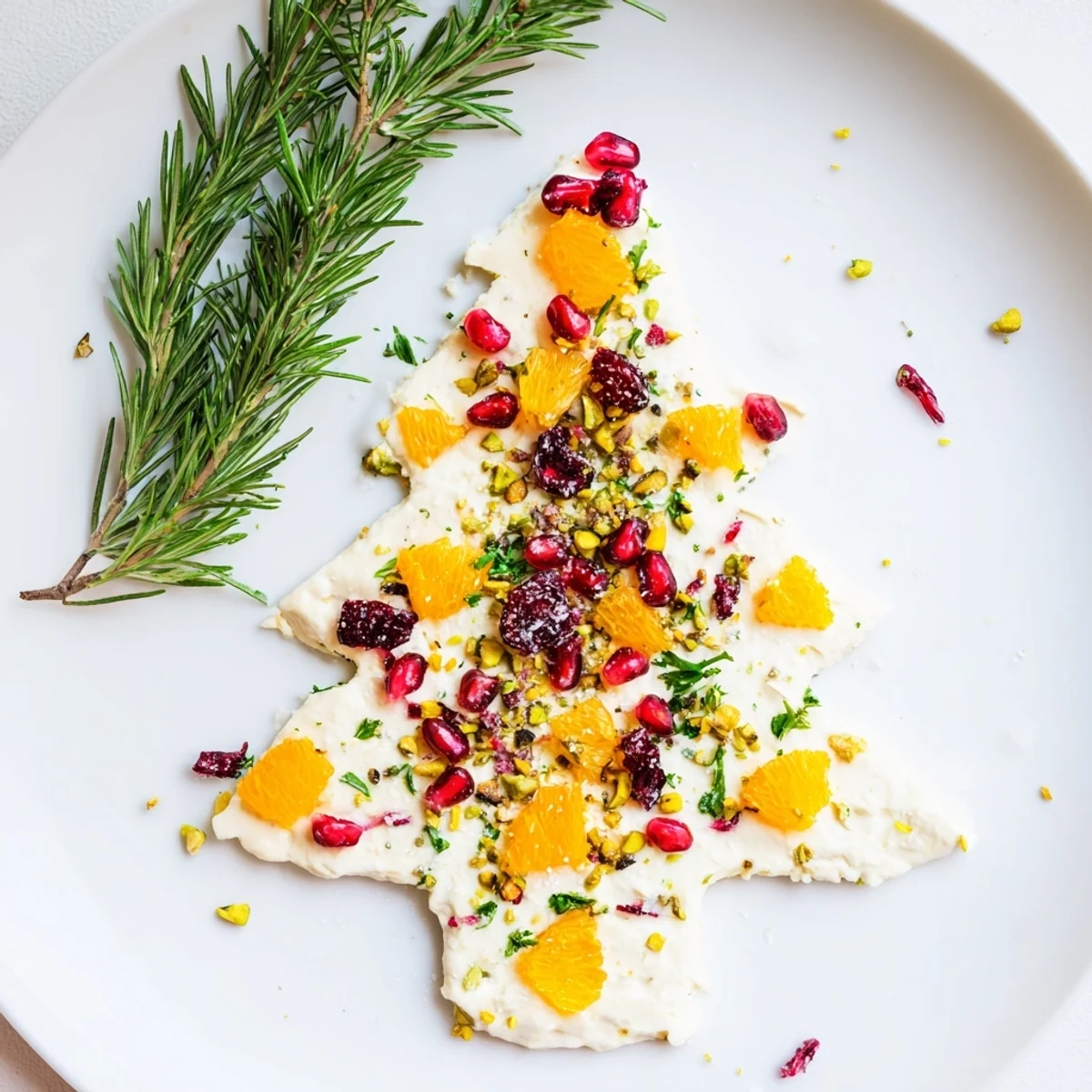 Rosemary Cranberry Christmas Tree, a festive appetizer loaded with cheese, cranberries, and rosemary, ready for holiday parties.
