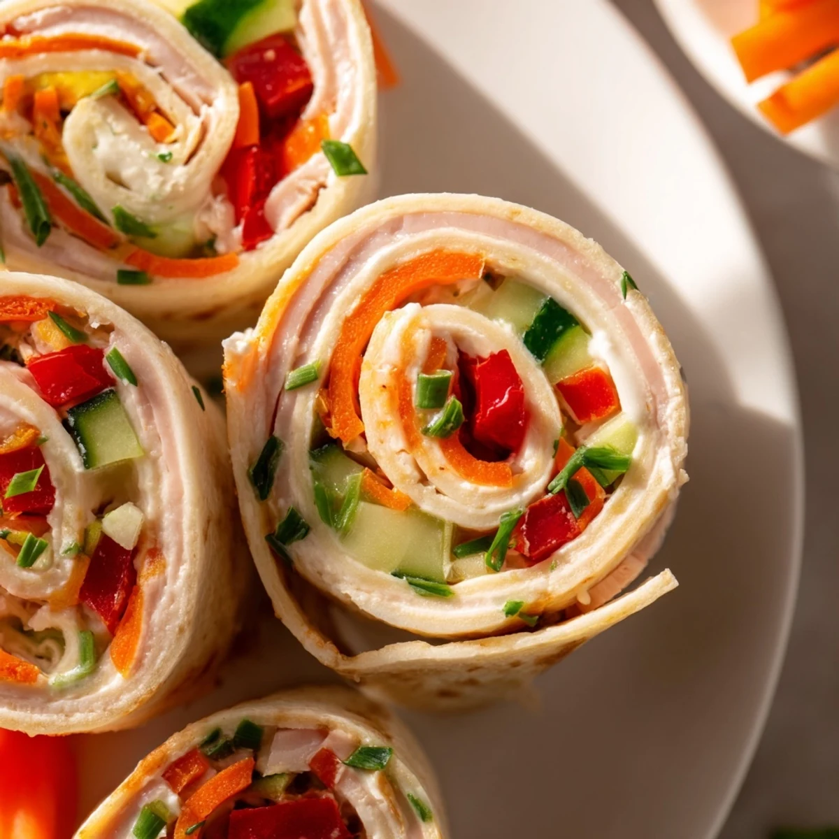 Savory Smoked Turkey Pinwheels Tree, perfectly rolled with turkey and vegetables, ready to eat.