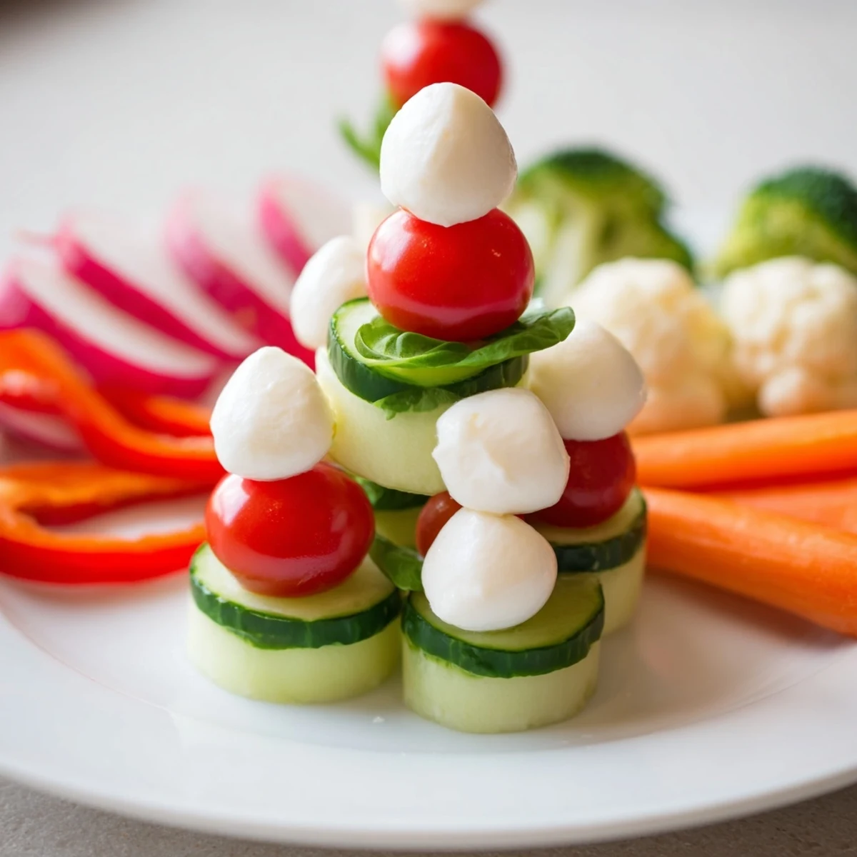 Vibrant platter of Savory Crudités: Veggie Santa Hat Dip, ready for healthy holiday snacks and parties.