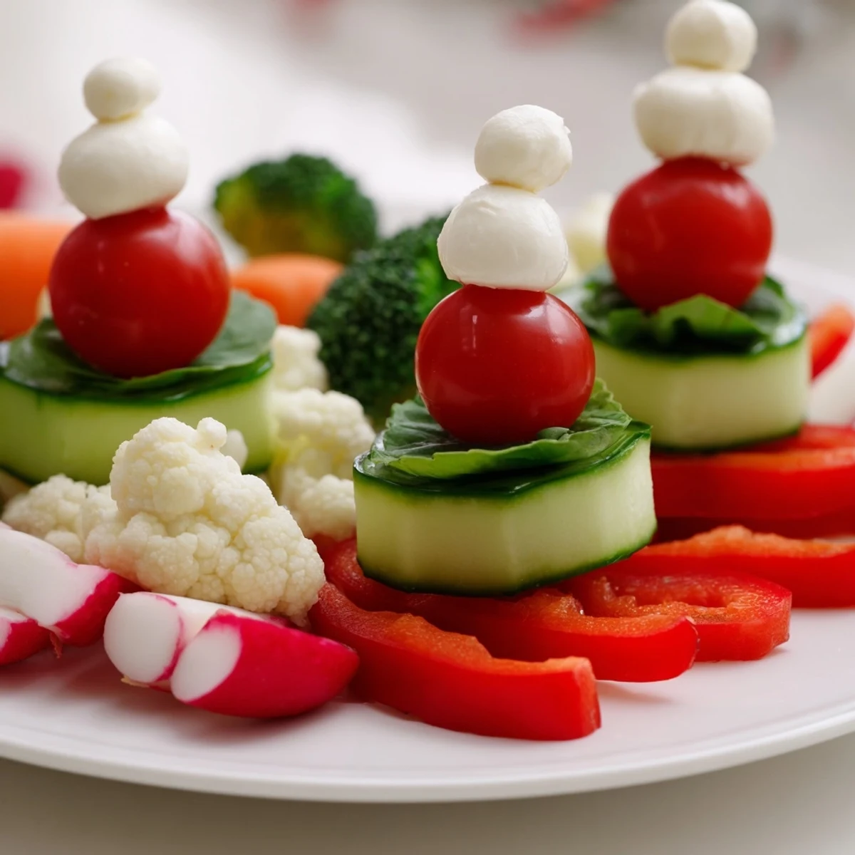 Delicious, creamy dip nestled amongst the colorful Savory Crudités: Veggie Santa Hat arrangement ready to enjoy.