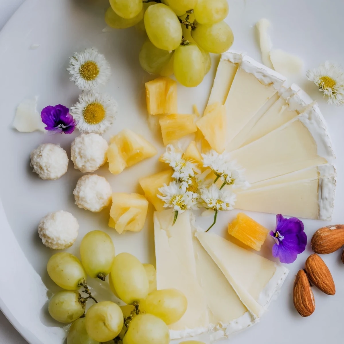 Bridal Shower Bubbly Board: A gorgeous spread with cheeses, fruits, and sparkling wine, perfect for a celebration.