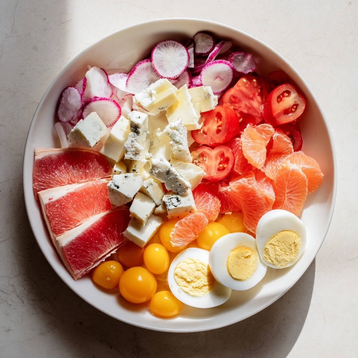 A beautiful Baby Shower Pastel Palette Salad, featuring fresh, colorful produce on a platter.