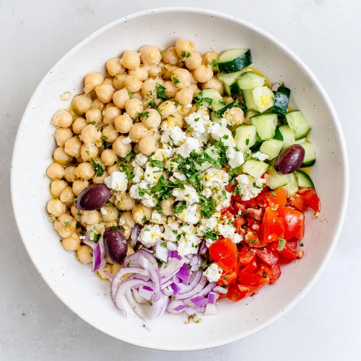 Mediterranean Chickpea Feta Bowl