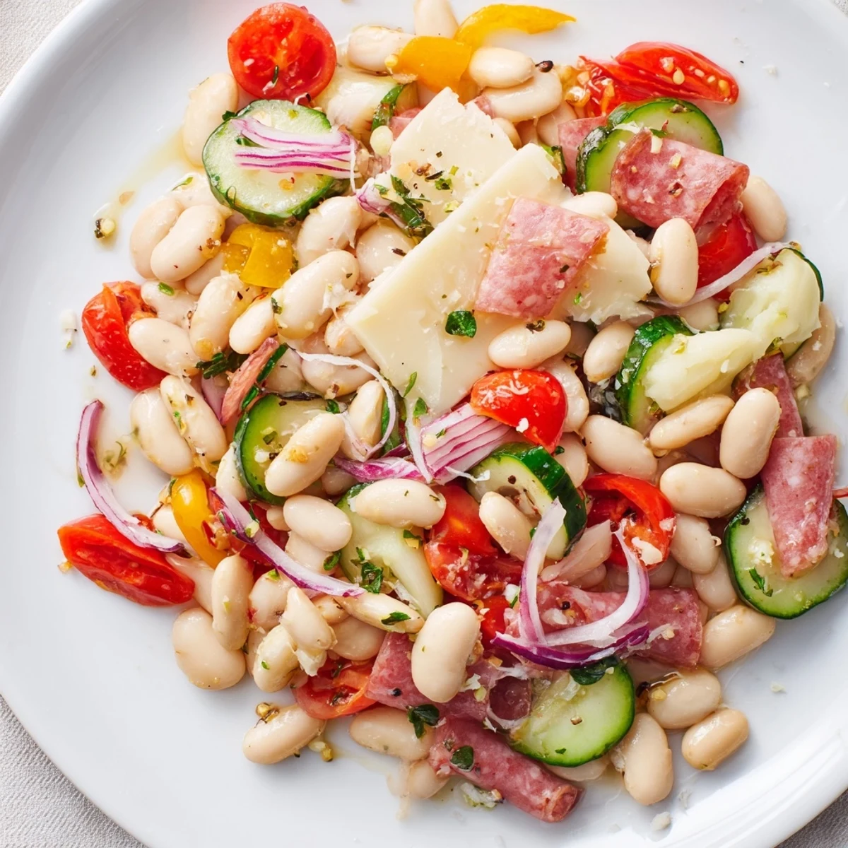 This delicious Italian Antipasto Bean Salad features a medley of flavors, with creamy beans and vibrant ingredients.