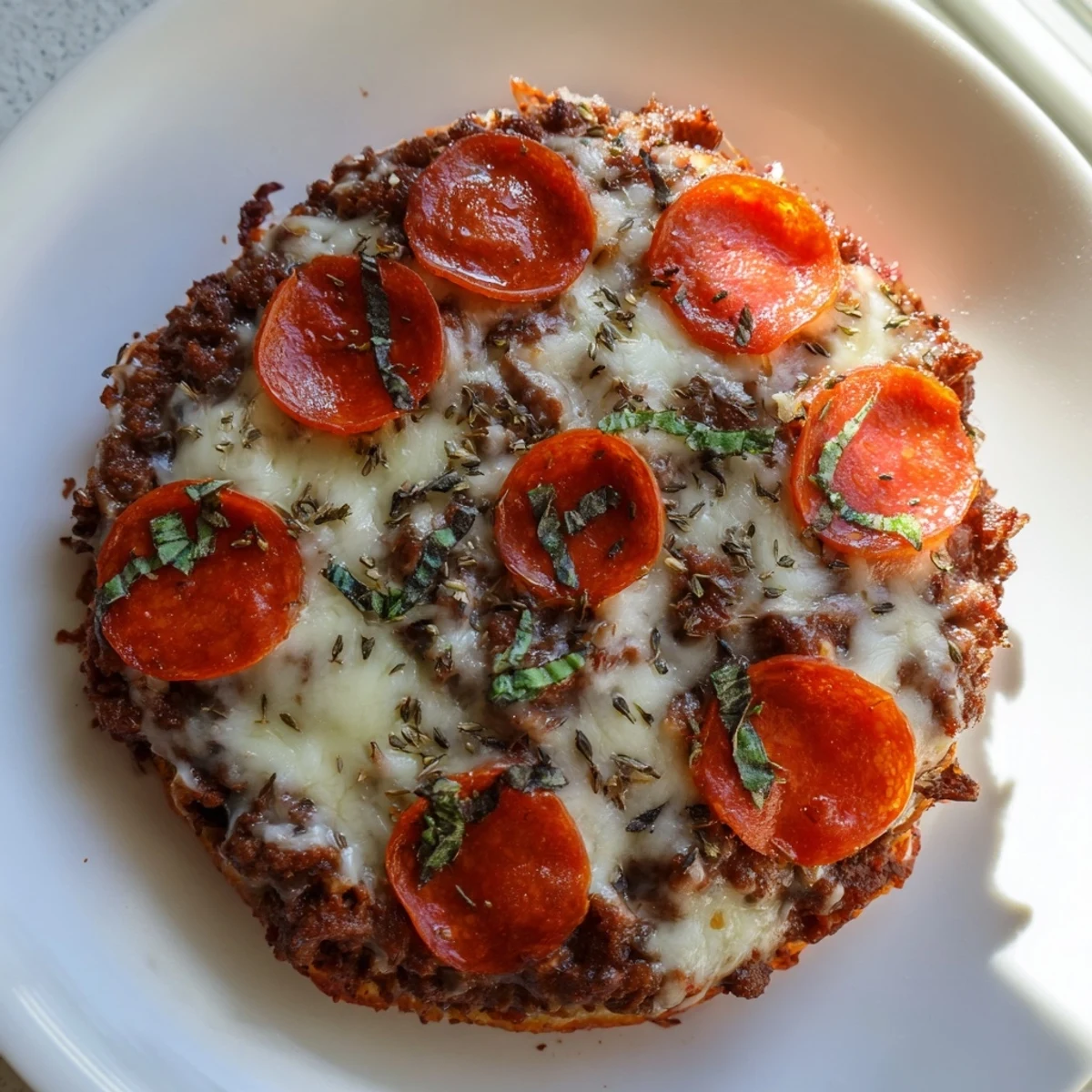 This Meat Pizza Pepperoni Stack shows off bubbly cheese and crispy pepperoni in a tasty, baked arrangement.