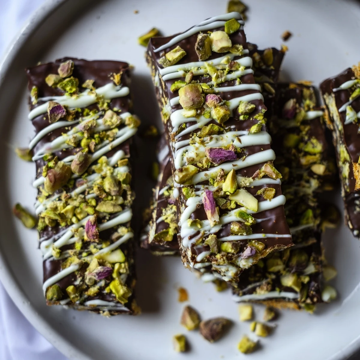 Homemade Pistachio Dubai Chocolate Bark, garnished with edible rose petals, ready to be broken and enjoyed.