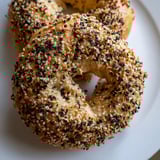 Homemade everything bagel yogurt bagels, ready to eat with a soft inside and crispy everything topping.