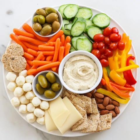 Colorful Veggie Snack Board – Adult Lunchable, a delicious spread with fresh veggies and creamy dips.