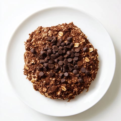 Warm, soft chocolate oatmeal breakfast cookie, rich with banana, ready for a delicious morning.