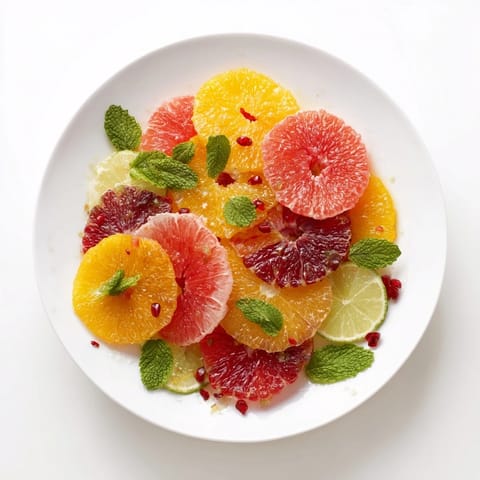 Vibrant Fruit Board with a citrus slice garland, perfect for a refreshing vegan appetizer.