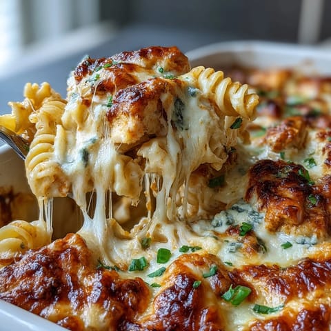 Fork-tender penne coated in buffalo sauce and ranch, layered with melty mozzarella and cheddar. 