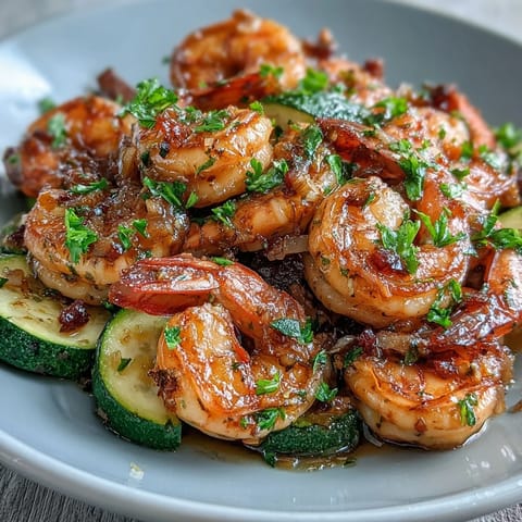 Keto lemon butter garlic shrimp packets with zucchini, tender seafood and vegetables steamed in foil with zesty lemon and garlic.  
