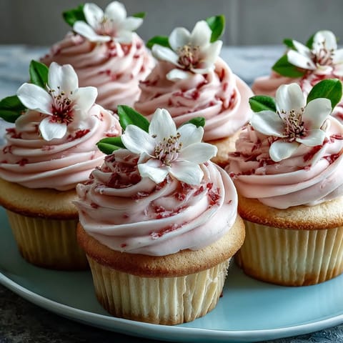 Delicate vanilla cupcakes topped with pastel buttercream flowers, perfect for baby showers or spring celebrations.  