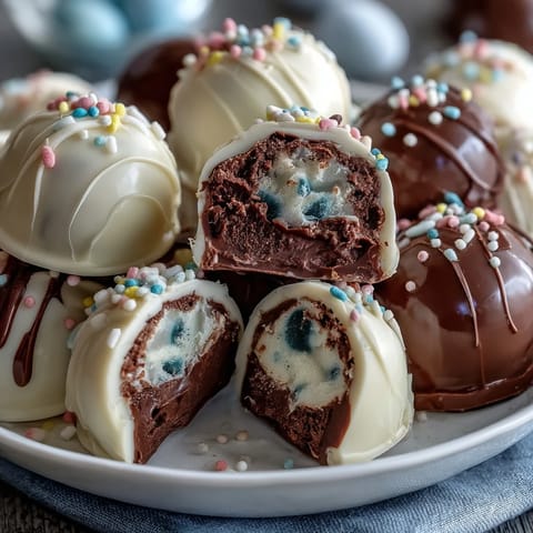 Vibrant pastel chocolate bark with Cadbury eggs, marshmallows, and sprinkles makes a festive Easter treat for sharing.