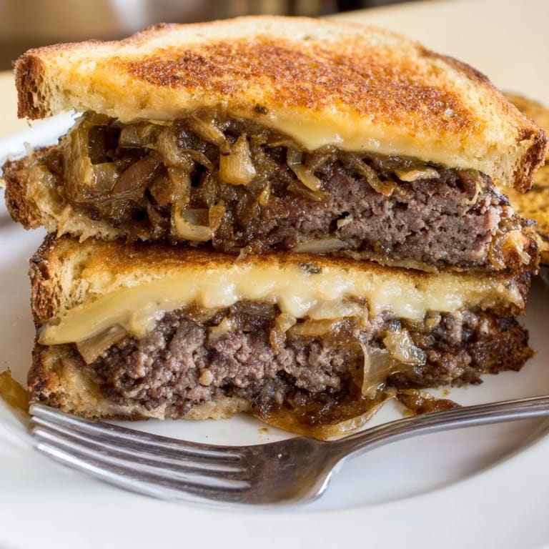 Juicy beef patties layered with caramelized onions and melted Swiss in these classic Cast-Iron Patty Melts.