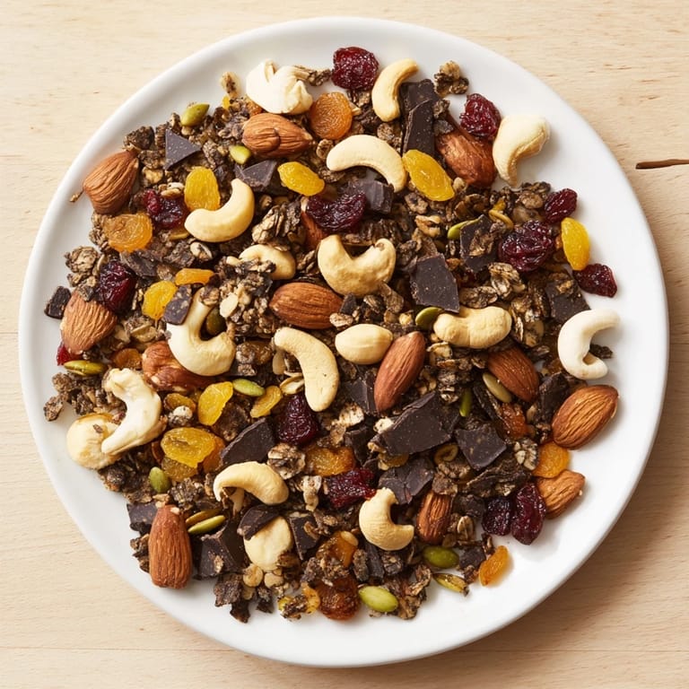 A vibrant bowlful of Mountain High Adventure Snack Mix features colorful dried fruits and crunchy nuts.