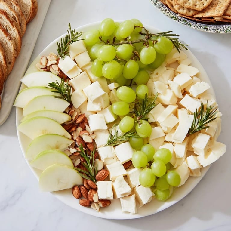 This Book Club Pairing Platter features sections with brie, grapes, and nuts, perfect for sharing.