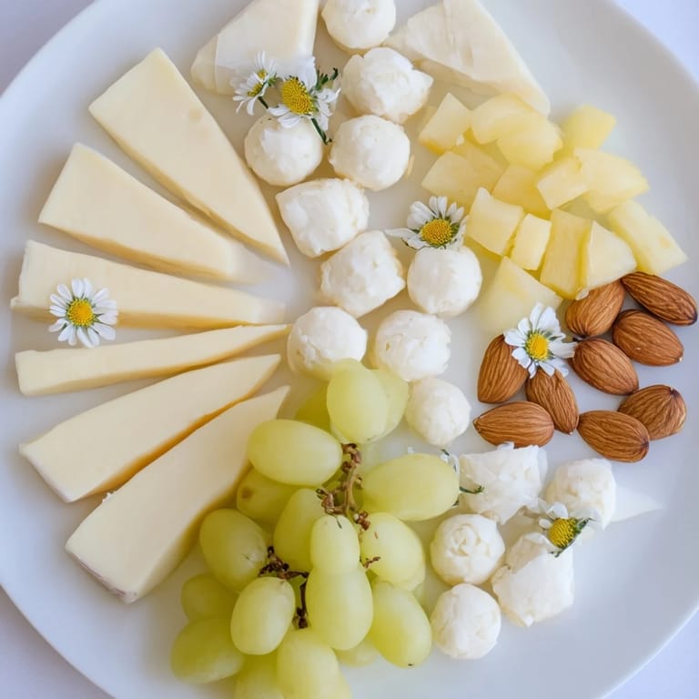 This Bridal Shower Bubbly Board features a beautiful arrangement of white and gold foods alongside bubbly drinks.