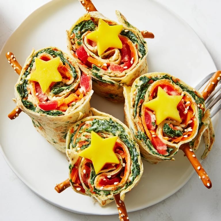 Golden-brown Air Fryer Christmas Tree Veggie Tortilla Wraps showcase festive spirals with cheese, ready to eat.