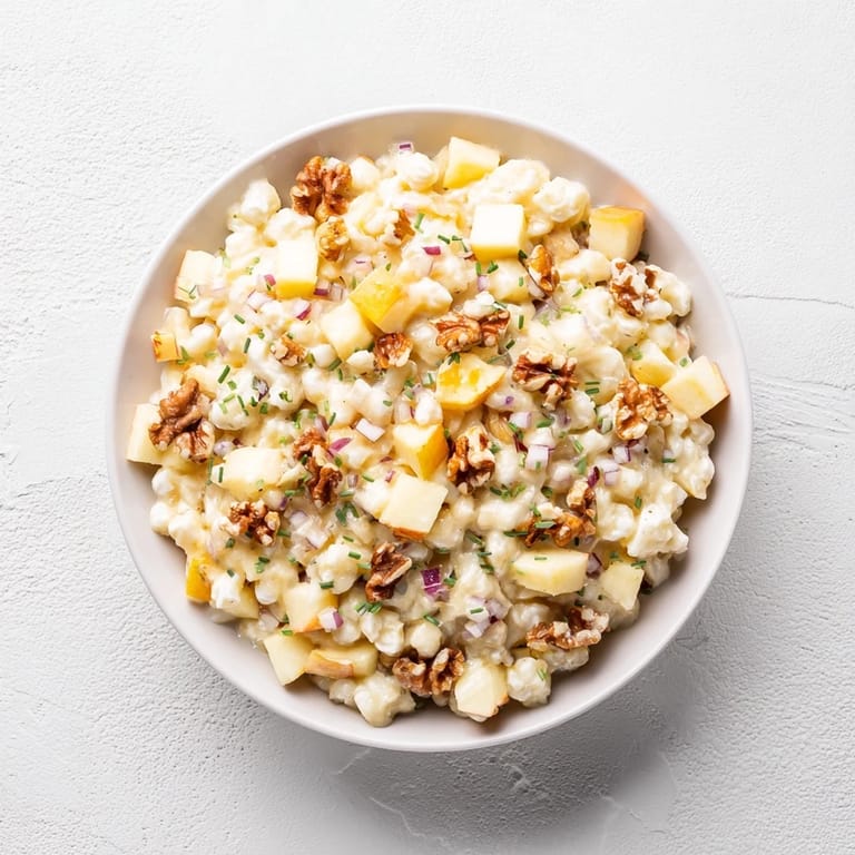Close-up of a refreshing and colorful Fall Harvest Apple and Chickpea Salad bursting with healthy ingredients.
