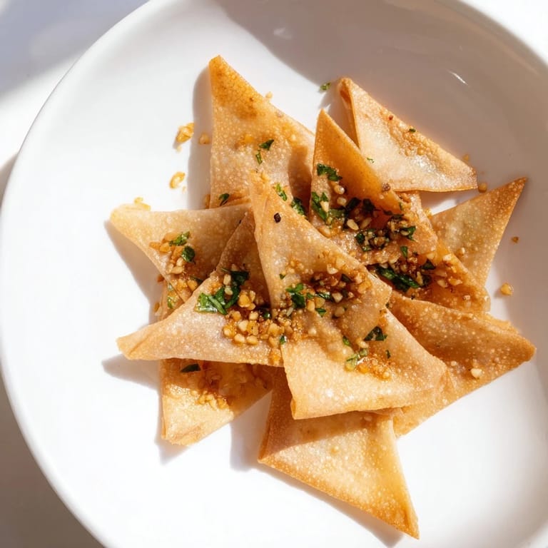 Air-fried and perfectly crunchy garlic lumpia chips, ideal for a satisfyingly savory bite.