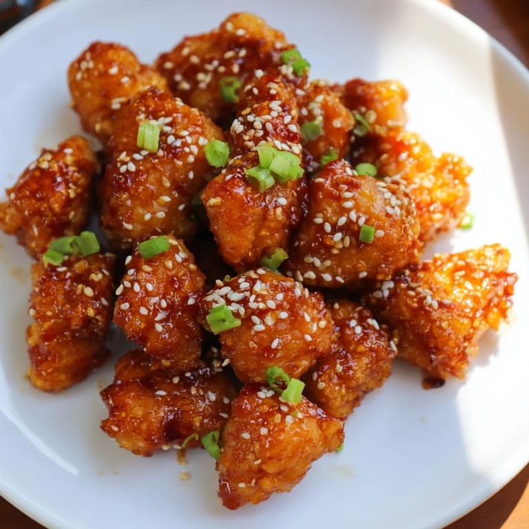 Golden-brown, crispy Honey-Sriracha Chicken Bites tossed in a flavorful, spicy-sweet glaze.