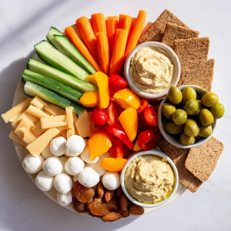 Easily create a loaded Veggie Snack Board – Adult Lunchable with vibrant, bite-sized vegetables, perfect for a healthy lunch.