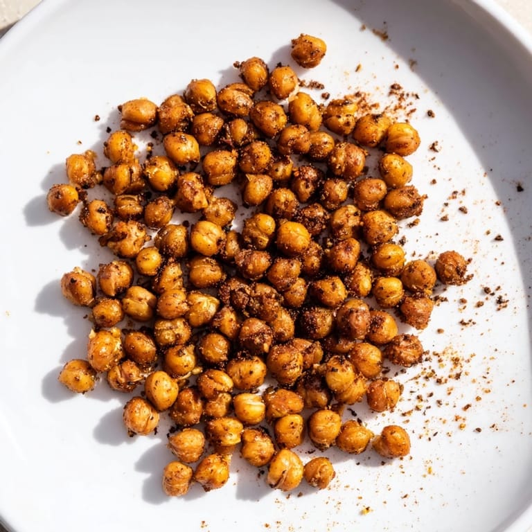 Warm, spiced Crispy Chickpea Snack, perfectly roasted with a hint of garlic for a tasty treat.