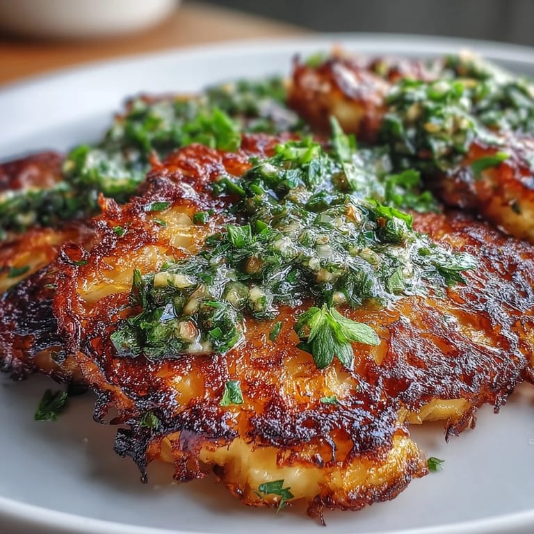 Vibrant green jalapeño chimichurri drizzled over roasted cabbage steaks, ideal for a plant-based dinner or wholesome lunch plate.