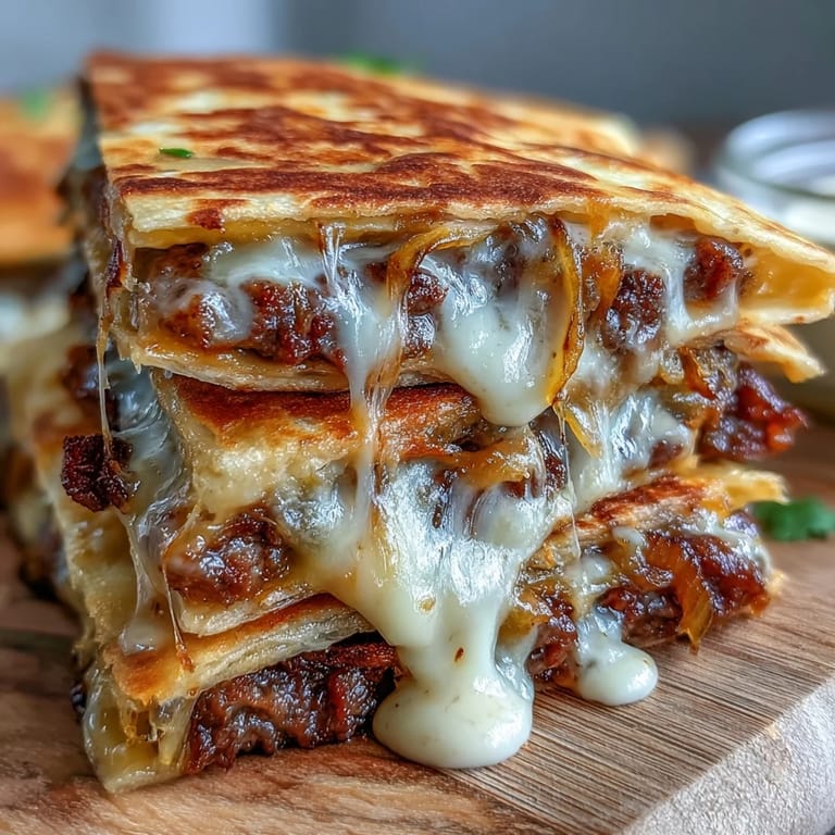 Smashed beef patties and onions tucked inside a crispy flour tortilla, served with dipping sauce.