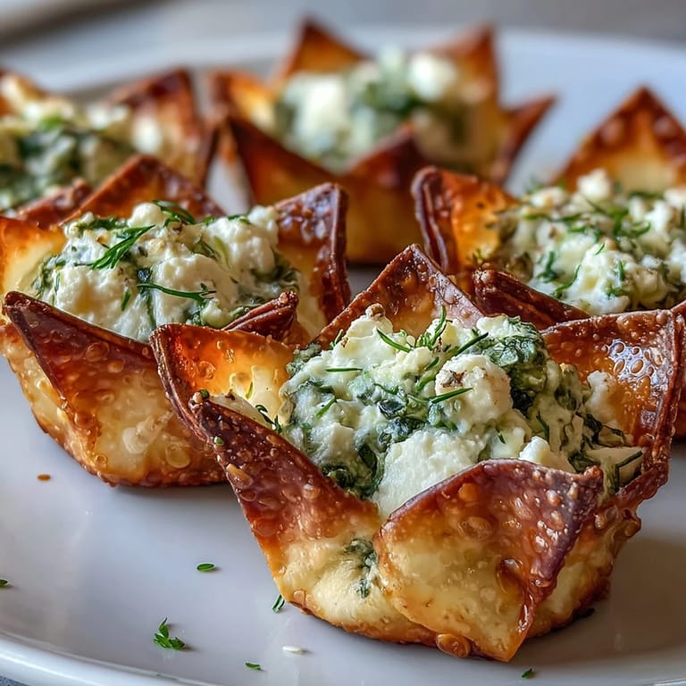 These vegetarian spinach feta wonton cups are arranged neatly for easy grabbing at gatherings.