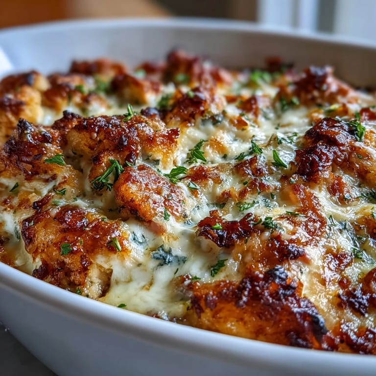 Low-carb Keto Chicken Cordon Bleu Casserole garnished with fresh parsley, ready to serve alongside a crisp green salad.