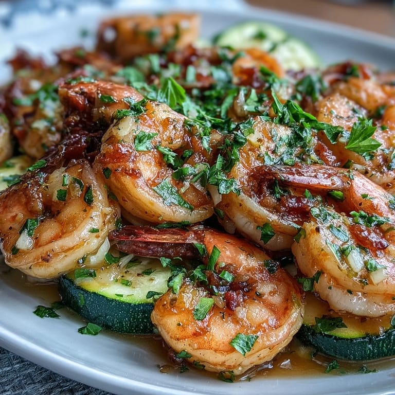 Fresh shrimp and zucchini in foil packets with lemon butter garlic sauce, a flavorful low-carb meal perfect for quick dinners.  
