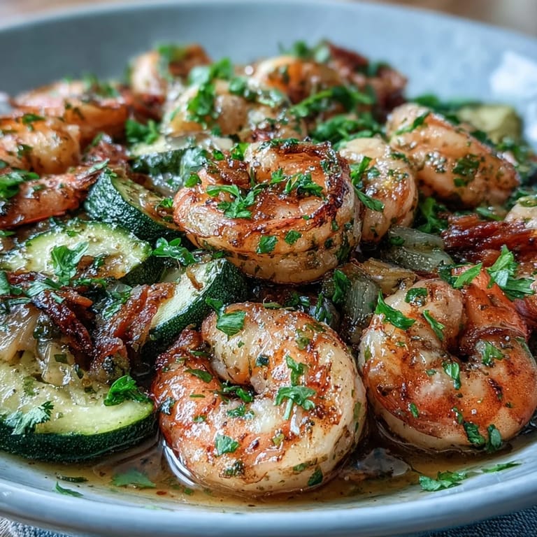 Keto shrimp and zucchini foil packets with lemon butter and garlic, juicy shrimp and tender vegetables in a savory, aromatic sauce.