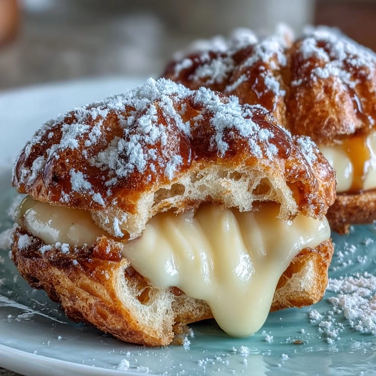 Buttery choux pastry shells stuffed with smooth mango-infused cream and lightly dusted, perfect for an elegant dessert platter.
