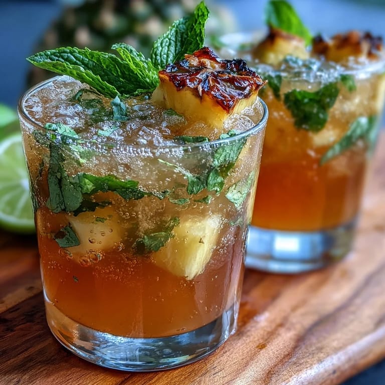 Vibrant Pineapple Ginger Fizz beverage with sparkling bubbles, fresh ginger aroma, and tropical pineapple flavor.  