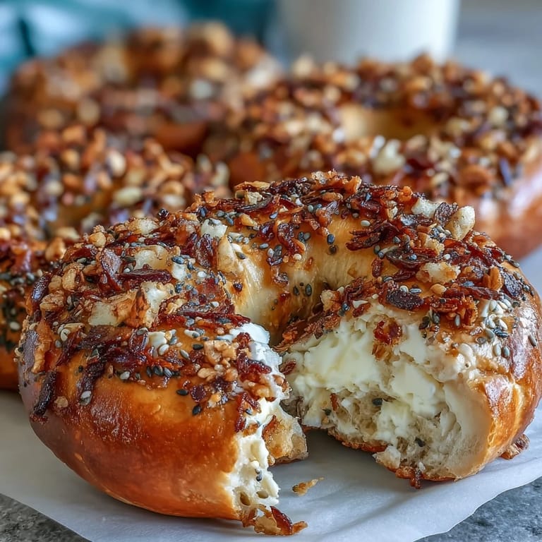 Soft, chewy homemade bagels made with Greek yogurt, sprinkled with everything seasoning, ideal for a protein-packed morning meal.