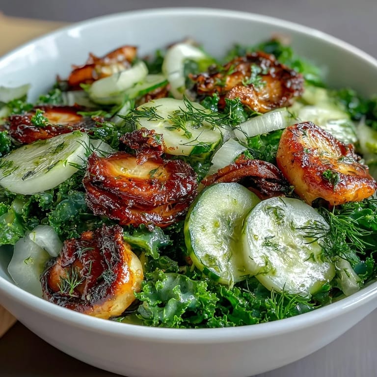 Fresh cucumber and radish slices with zesty dill vinaigrette, a simple and healthy salad bursting with garden-fresh flavor.
