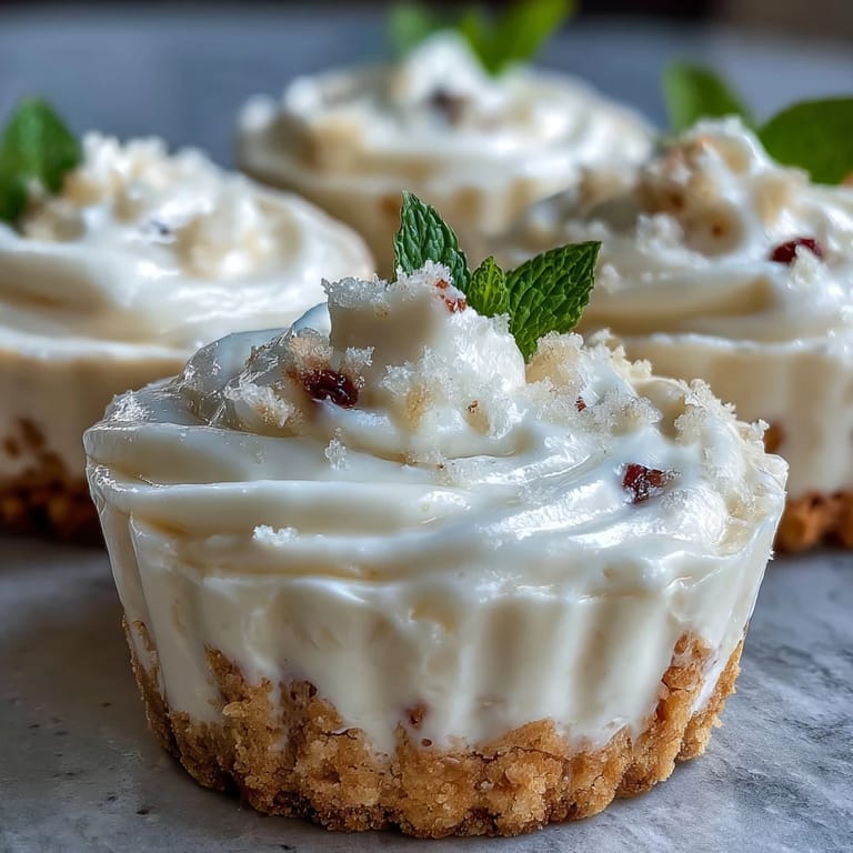Individual lemon mousse cups garnished with mint leaves and berries, paired with golden shortbread cookies for a delightful treat.