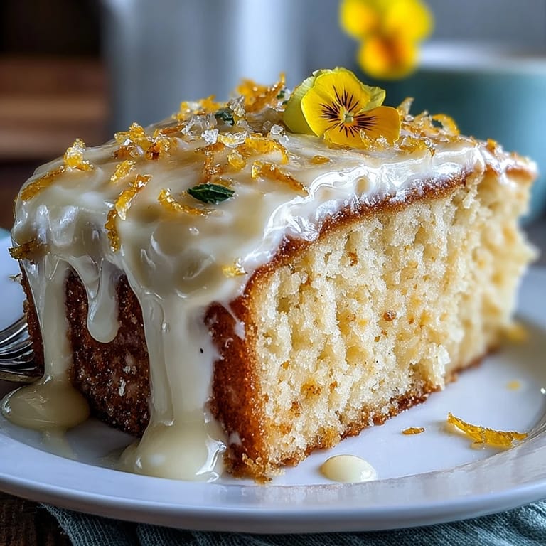 Bright lemon cake with cream cheese frosting and edible flowers, perfect for baby showers, showcasing vibrant citrus flavor and elegant floral decoration.