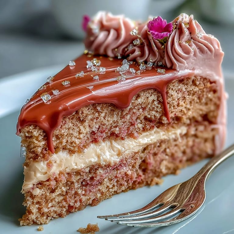 Decadent and moist Bridal Shower Rosé Velvet Cake, ready for celebration.