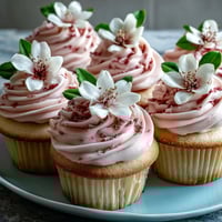 Delicate vanilla cupcakes topped with pastel buttercream flowers, perfect for baby showers or spring celebrations.  