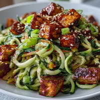 Chilled TikTok-Style Chili Crisp Cucumber Noodle Bowls topped with golden tofu, sesame seeds, and fresh cilantro.