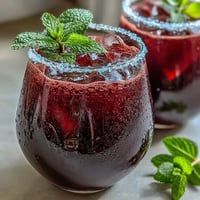 Sparkling Hibiscus Mint Lemonade Mocktail with fresh mint, tart hibiscus, and zesty lemon served over ice with lemon slices.